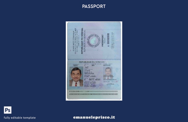 modello di passaporto senegalese in stile verificato